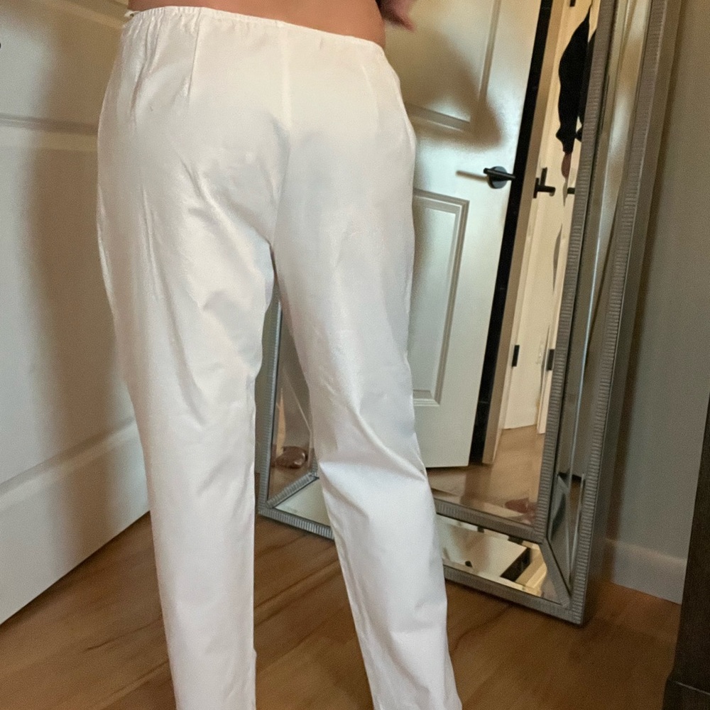 Eileen Fisher White Ankle Organic Cotton Pants - Picture 2 of 7